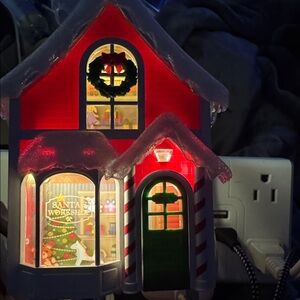 Red and Green Santa's Workshop Decorative House